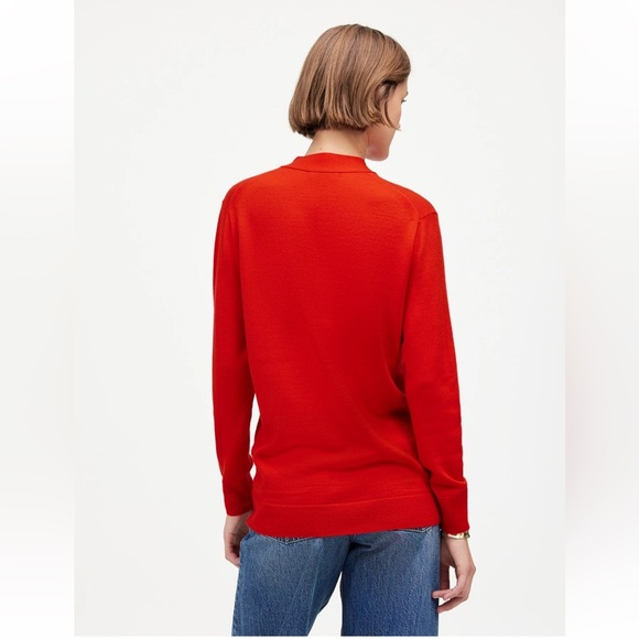 Madewell Merino Wool Boyfriend Cardigan Button Relaxed XXS Bright Cherry NWT - Picture 4 of 12